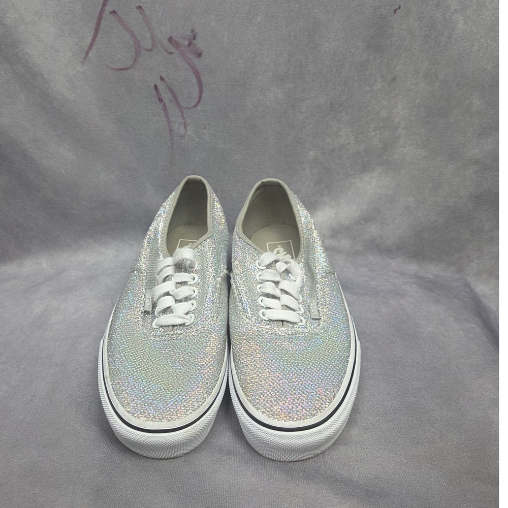 Vans Authentic Sequin Iridescent Silver‎ Holographic Low Top Sneakers Wmn 8.5